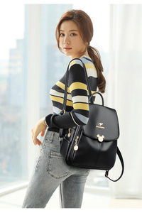 Mochila de cuero Pu personalizada de fabricante para mujer, de moda para chica adolescente bolso de hombro, mochilas escolares impermeables de alta calidad - Product Image 6