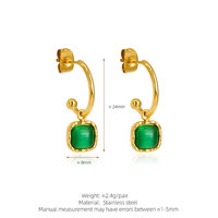 Parure de bijoux tendance en pierre naturelle et acier inoxydable plaqué or PVD 14k 18k, avec collier et boucles d'oreilles œil-de-chat colorés pour femme