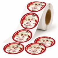 Autocollants de Noël personnalisés - Impression numérique résistante à l'eau et à l'huile, papier artistique mat, rouleaux d'autocollants décoratifs pour la décoration de boîtes cadeaux