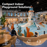 Equipo de Juego Infantil Castle Soft Play, Temática Oceánica Blanca, Certificado EN1176 TUV, Tobogán de Olas, Túnel de Gateo, Proyecto para Centros Comerciales