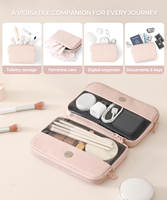 Organisateur de voyage 2 en 1 pour accessoires de beauté et de technologie, trousse de maquillage pour femmes, pochette cosmétique, double pochette de voyage détachable, logo personnalisé