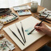 Artsecret Ensemble de 4 pinceaux d'artiste de qualité supérieure, modèle 3225 CN;GUA, manche en nylon et plastique, pinceaux de haute qualité pour huile et acrylique
