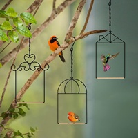 Perchoir à oiseaux suspendu à chaîne ornée, lot de 3 cadres assortis, pour l'observation des oiseaux sauvages dans le jardin, abri extérieur pour oiseaux