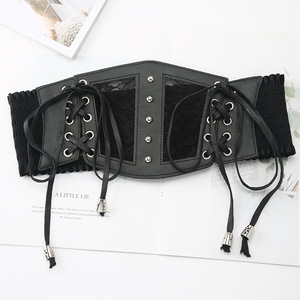 <span class=keywords><strong>Dentelle</strong></span> Lady Wide Elastic Belt Waist Ladies Belts for Dress Shirt Flounces Waist Seal Black Belt - Product Image 5