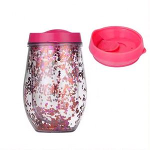 Hot Sell 300ml BPA Free PP Plastic <b>Double</b> <b>Wall</b> Insulated Wine Tumbler Transparent - Product Image 4