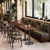 Ensemble de table et de chaises de restaurant commercial en bois massif XZY personnalisé, carré et rond, pour café, salon de thé, 2 à 4 places