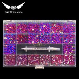 Boîtes de <span class=keywords><strong>strass</strong></span> CY, pierres de cristal, <span class=keywords><strong>strass</strong></span> pour nail art, mélange de couleurs et de tailles, <span class=keywords><strong>strass</strong></span> en verre brillant à dos plat 3D en vrac - Product Image 2