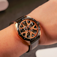 OBLVLO Montre automatique squelette pour homme de marque supérieure, étanche à 50 m, nouveau design, super lumineuse, montres mécaniques en cuir pour homme CAM