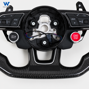 Volant en fibre de carbone noir avec lumières LED, compatible avec <span class=keywords><strong>Audi</strong></span> A4 43 46 R8 <span class=keywords><strong>R9</strong></span> A3 A5 A6 A7 S5 Q5 Q7, amélioration et modification - Product Image 5