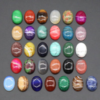 Vente en gros de cabochons en pierre naturelle en forme d'œuf 18*25mm, dôme simple, ovale, cristal, pierre précieuse pour incrustation de bague, bricolage