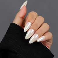 Ongles acryliques simples d'amande blanche de Style français 24 pièces ABS fait à la main de luxe clous de presse avec de la colle en gros
