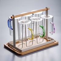 Vente chaude Verres transparents colorés de haute qualité avec poignée six couleurs Tasse à lait Verres colorés