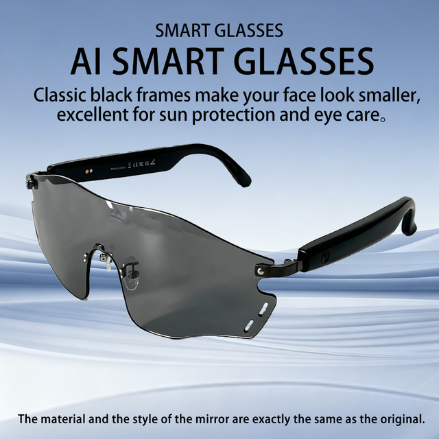 New AI Smart Sunglasses for UV400 Sun Protection Music Playback Real-time Translation Lightweight Comfortable Rimless