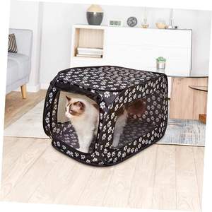 Tente de jeu pour chats Portable facile à nettoyer pliable parc pour animaux de compagnie tente clôture rectangulaire avec porte en maille et fenêtre en maille roulante - Product Image 4