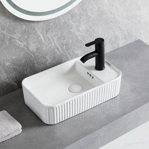 Vente d'usine Lavabo rectangulaire blanc en céramique Facile à nettoyer Lavabo de comptoir pour <span class=keywords><strong>petite</strong></span> salle de bain - Product Image 2