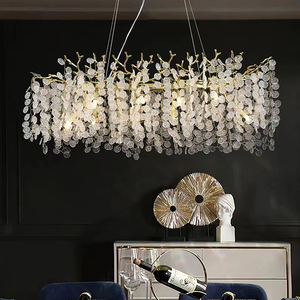 Lámpara Colgante de <span class=keywords><strong>Cristal</strong></span> LED de Metal Dorado Personalizada, Garantía de 3 Años, Ángulo de Haz de 360°, para Decoración de Dormitorio, Sala de Estar y Hotel - Product Image 3