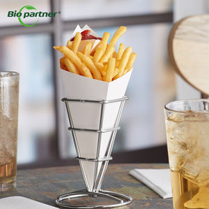 Recipiente <span class=keywords><strong>de</strong></span> comida rápida reutilizable Kraft French Fry Cups Potato Chip Scoop Pizza Cone Holder con salsa para aperitivos - Product Image 3