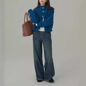 Novo <span class=keywords><strong>Cardigan</strong></span> Feminino de Lã de <span class=keywords><strong>Alpaca</strong></span> Estilo Retrô Japonês e Coreano com Gola Alta - Product Image 6