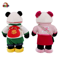 Zaves 15.5 pouces géant Panda peluche poupée peluches jaune vert chinois Mahjong élément vêtements mignon debout Pose PP coton pour