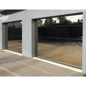 ประตูโรงรถกระจกเชิงพาณิชย์ที่ทันสมัยสำหรับบ้านผลกระทบหรูหรากระจกอลูมิเนียมอัลลอยด์กระจกไม่มีกรอบประตูโรงรถ - Product Image 1