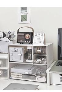 MM Modern vierkante plastic transparante opbergbox voor op het bureau, ladetype, voor schrijfwaren, cosmetica, bureau-organizer - Product Image 2