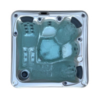 Bain à remous carré moderne autoportant pour 5 personnes avec système Balboa, éclairage LED et bain massant avec appui-tête