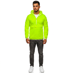 Men's Lightweight Waterproof <b>Canvas</b> Windbreaker Jacket Custom Sport Running Hooded Stand Zipper Front Logo Warm - Product Image 1