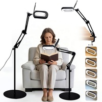 Lampe de bureau LED 3-en-1 à bras articulé, design européen, commande tactile mains libres, 5 modes de couleur, intensité réglable, flexible, avec pince