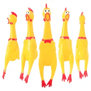 Screaming Geel Rubber Chicken Piepende Pet Dog Chew Toy