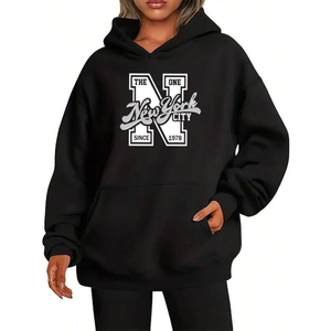 Sudaderas con Capucha de Invierno de Alta Calidad, Tejidas, Estilo Urbano, Diseño Personalizado, Gruesas, Lisas, Cuadradas, para Mujer - Product Image 6