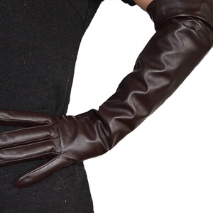 <span class=keywords><strong>Gants</strong></span> longs en cuir de mouton véritable pour femmes Fashion Wholesales en <span class=keywords><strong>marron</strong></span> rouge et noir Style uni pour les scènes en plein air - Product Image 1