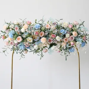 Flores artificiais em seda, rosas azuis para casamento, flores de hortência, flecha de seda, floral, arco de casamento, decoração de pendurar