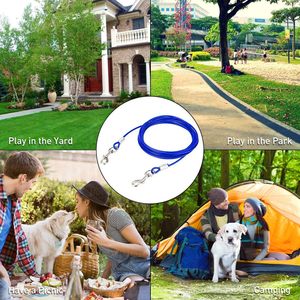 30ft 16ft 10ft Mascotas Perros Atar Cable de acero inoxidable Correa resistente con estaca en espiral antioxidante - Product Image 6