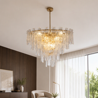 Lustre de plafond moderne de luxe en fer pour hall d'hôtel, hauteur réglable, pour salon, loft, escalier, lustre rond en verre