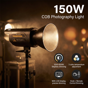 Luce di Riempimento <span class=keywords><strong>Video</strong></span> COB Personalizzata <span class=keywords><strong>con</strong></span> Controllo, Illuminazione Fotografica da Studio 150W, Attrezzatura per Streaming Live - Product Image 1