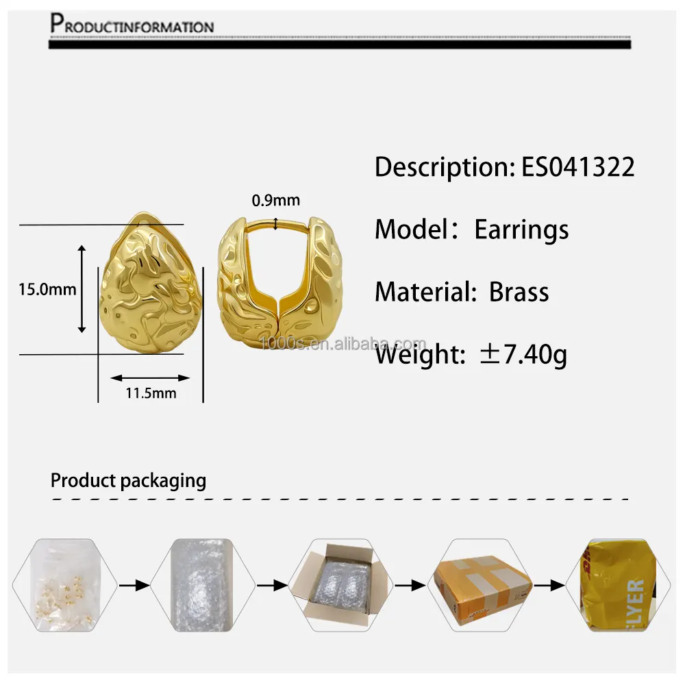 Cute Design Wholesale Brass Earrings with Gold Plated Drop Shape Studs Earrings Fashion Jewelry for Women Gift