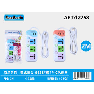 American Plug Power Strip Prise TP-C 2M Cordon Multi-Outlet Extension USB 8 AC Prises 15A 110V pour Usage Domestique Compatible WiFi - Product Image 1