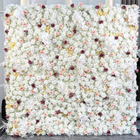 5D artificiel blanc 10 pieds X 10 pieds 8ft X 8ft fleur mur enrouler Rose fleurs mur rideau mariage scène décoration toile de fond