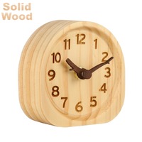 Horloge de table silencieuse en bois de pin naturel pour bureau à domicile, idéale comme cadeau