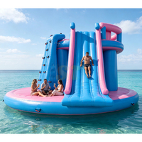 Plateforme flottante gonflable personnalisée avec canapé et toboggan, quai aquatique, divertissement aquatique commercial en plein air