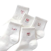 Chaussettes mi-mollet pour filles, blanches, tendance, mignonnes, couleur unie, chaudes, confortables, en coton thermique, respirantes, tricotées