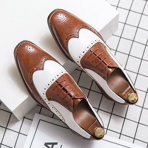 Chaussures Oxford pour hommes britanniques en cuir véritable imperméable, à bout fermé, faites à la main, pour mariage, formelles, décontractées, antidérapantes, avec boucles et sangles - Product Image 1