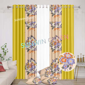 Bán Buôn Cửa Sổ In Giả Lụa 8Pcs Rèm Cửa Màn Đệm Sẵn Sàng Màn Giá Rẻ Hiện Đại Rèm Cửa Cho Phòng Khách Cửa Sổ - Product Image 6