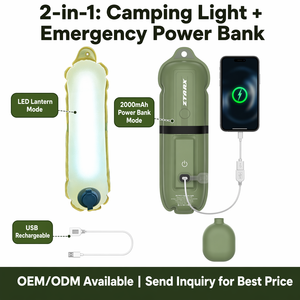 Linterna de Camping <span class=keywords><strong>Inflable</strong></span> y Plegable, IP66 Impermeable, Luz <span class=keywords><strong>LED</strong></span> para Tienda de Campaña, Recargable por USB, Banco de Energía de 2000mAh, Gancho Magnético, Portátil - Product Image 3