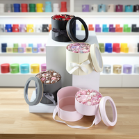 Boîte à fleurs ronde rigide en carton personnalisée à 2 couches avec logo or rose rotatif pour emballage cadeau