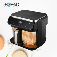 Friteuse à air électrique sans huile, moderne, carrée, en verre, à commande numérique, avec fonction grill, 5,1-6,0 L, à panier unique, économe en énergie, pour hôtels