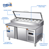 Enfriador al por Mayor de Acero Inoxidable Mesa de Preparación de Pizza Comercial Refrigerada la Mejor Venta Banco de Trabajo Refrigerador para Hotel