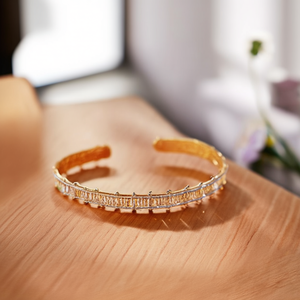 X-A969-E035G SmileJoyas 22k Gold Plated 316L Stainless Steel Channel <b>Set</b> Crystal Cuff Bracelets <b>Bangles</b>-Classic Unisex Everyday - Product Image 3