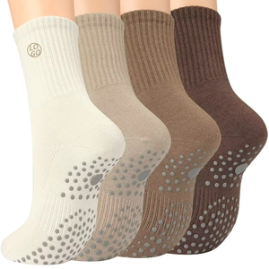 Wholesale 100% Cotton Crew Yoga <b>Socks</b> Colorful Anti-slip Cushion Design for Gym Pilates Autumn Exercise - Product Image 1
