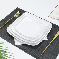 Assiette carrée en mélamine blanche incassable de 9,8 pouces pour restaurant, vente en gros, prix abordable